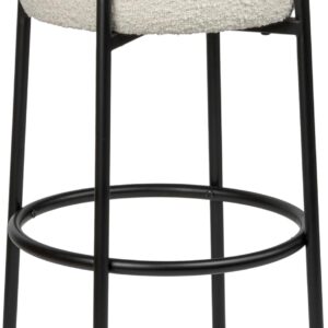 Minimalist Round Backless Metal/Bouclé Cushioned Counter Stool