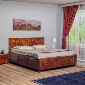 Rajasthali Furniture Diamond Solid Wood Double Bed