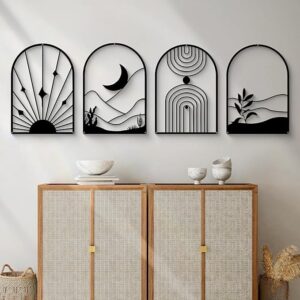 SHILP HANDICRAFT 4 Pack Boho Abstract Wood Wall Art