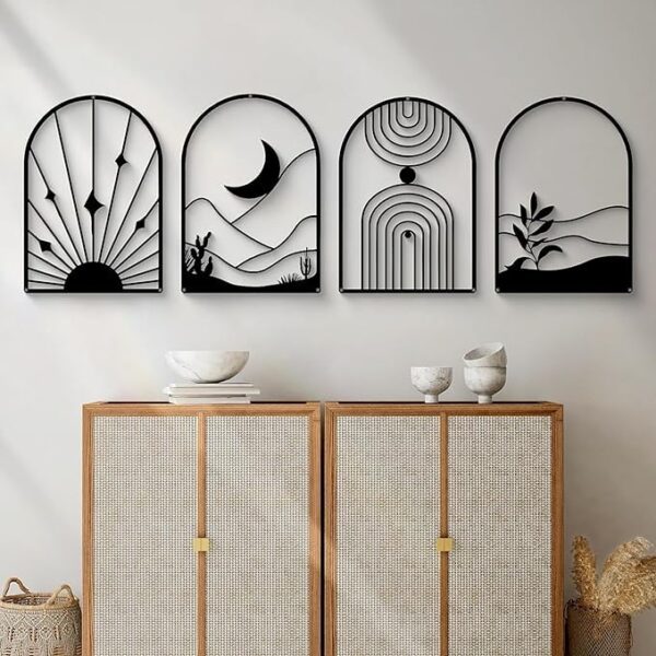 SHILP HANDICRAFT 4 Pack Boho Abstract Wood Wall Art